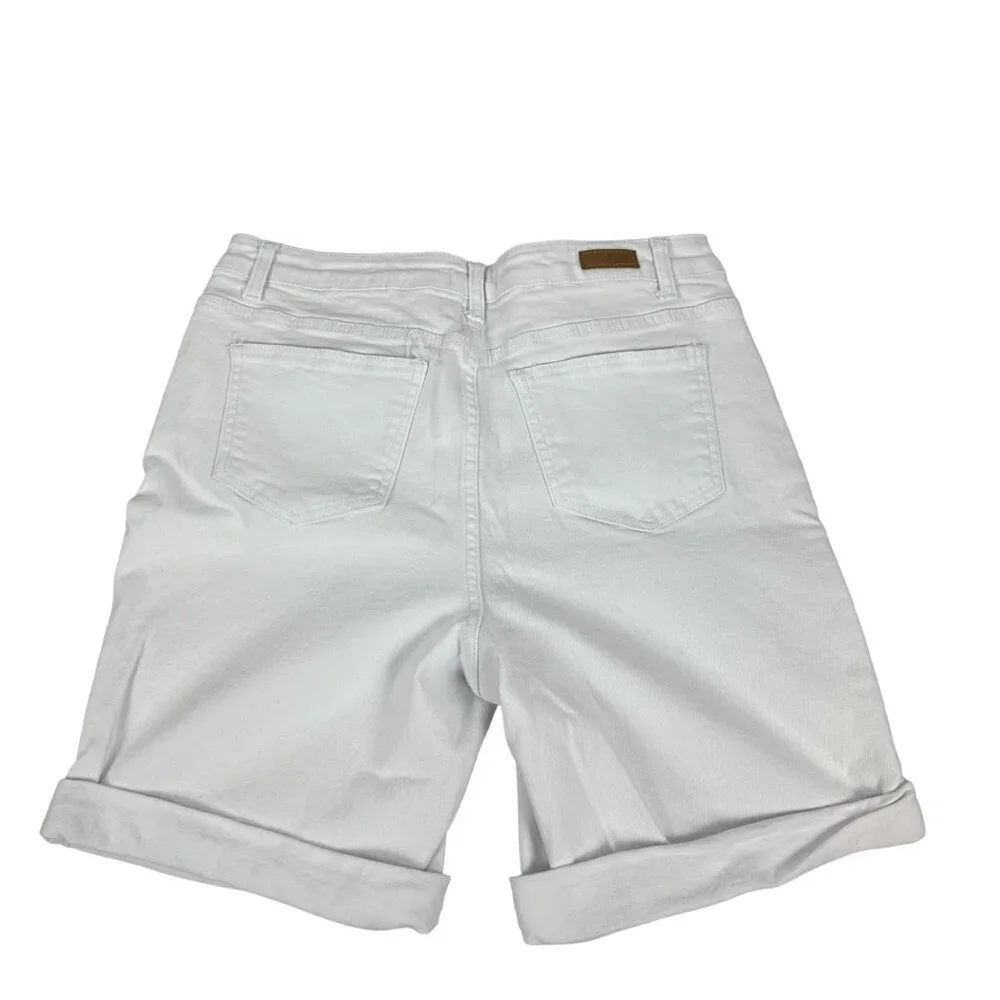 Bleu Womens White Denim Bermuda Shorts Size 10 Cotton/Spandex Blend - Picture 2 of 6